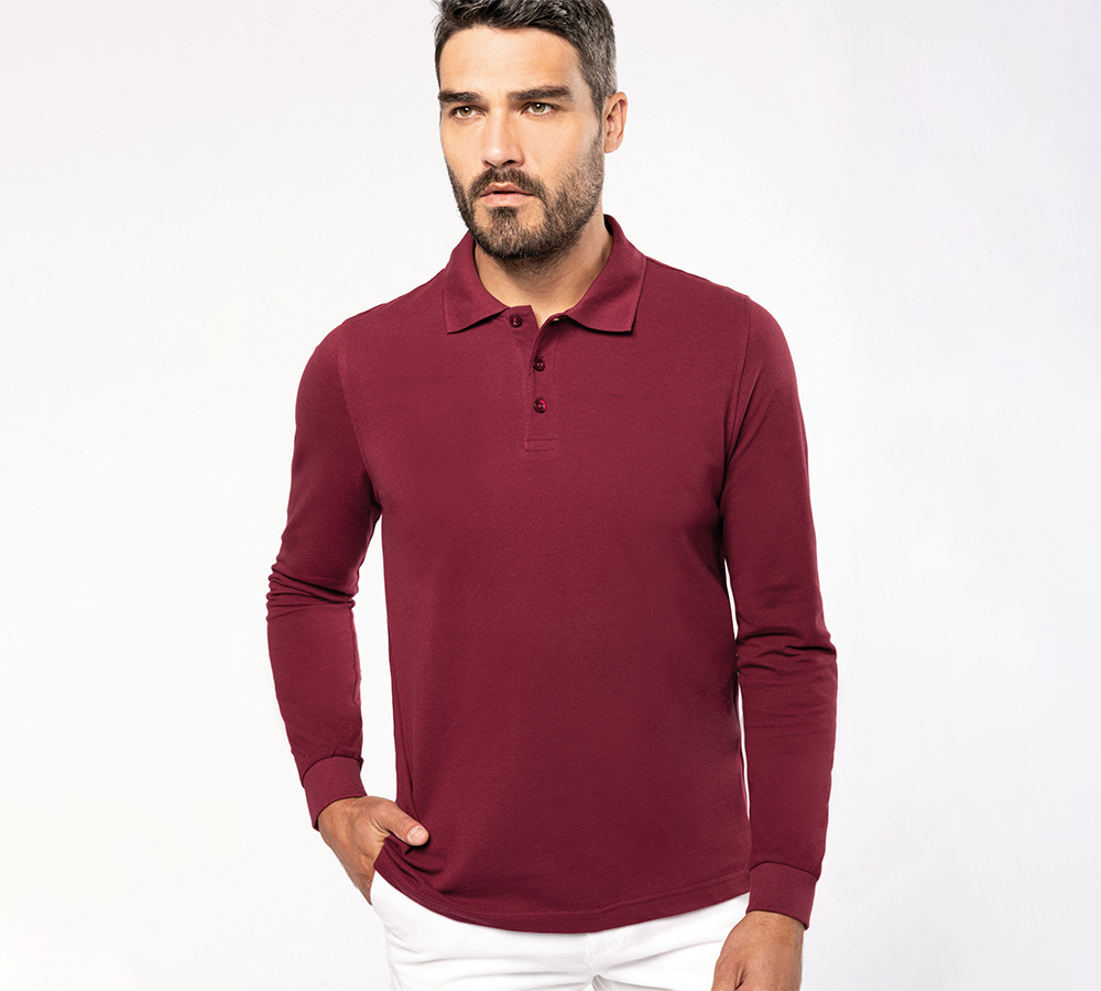 k243 - basic heren polo lange mouwen bedrukken - premium sweater ontwerpen en bedrukken