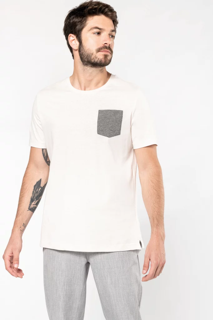 k375 - heren bio katoen pocket t-shirt ontwerpen en bedrukken -