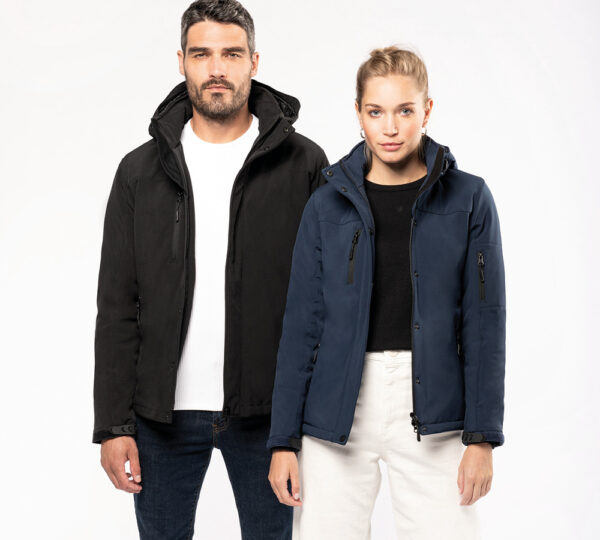 k650 - gewatteerde softshell herenparka met capuchon -