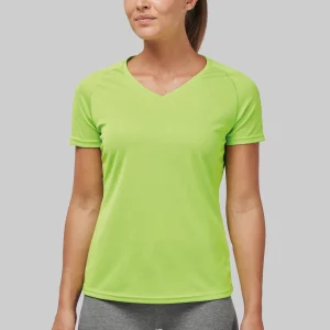 pa477 - dames sportshirt korte mouwen v-hals - bedrukt dames t-shirt
