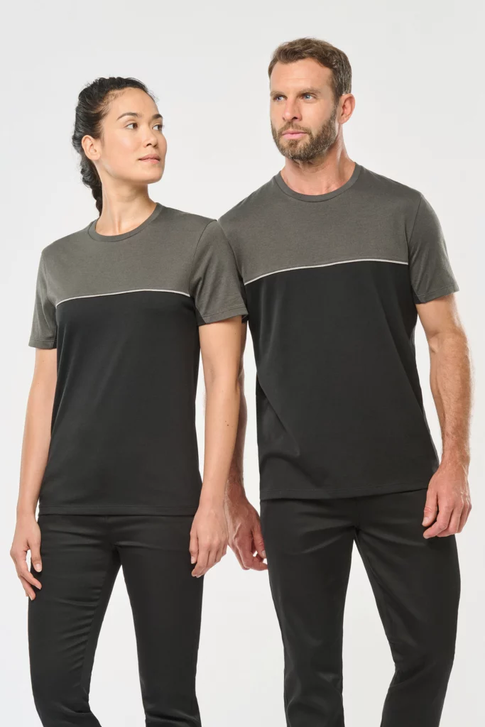 wk304 - ecologisch duo-tone unisex t-shirt ontwerpen en bedrukken -