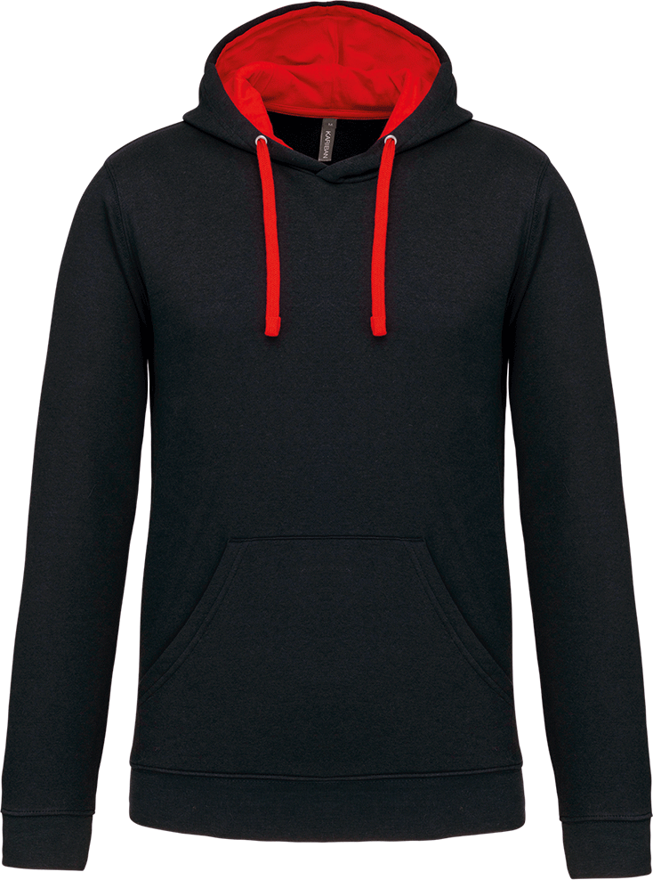 K446 – Tweekleurige heren hoodie bedrukken 463516