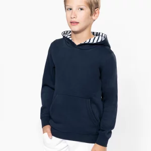 k4014 - unisex kinderhoodie met contrasterende capuchon met motief - kinder sweater ontwerpen en bedrukken