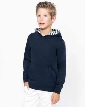 k4014 - unisex kinderhoodie met contrasterende capuchon met motief - goedkoop bedrukt t-shirt