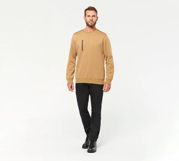 wk403 - unisex sweater met contrasterende rits zak -