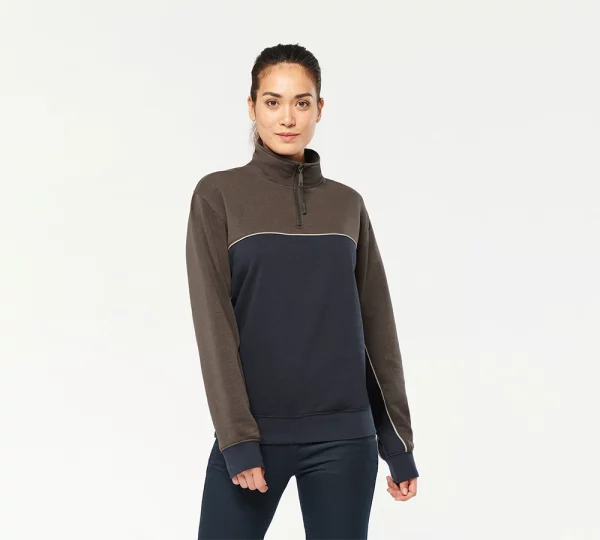 wk404 - ecologische unisex sweater met ritskraag ontwerpen en bedrukken -
