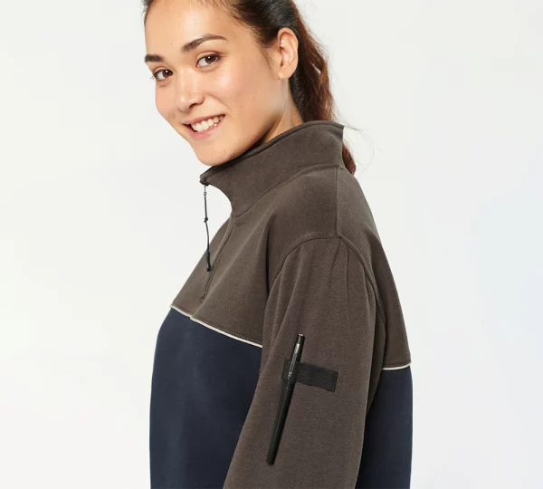 wk404 - ecologische unisex sweater met ritskraag ontwerpen en bedrukken -