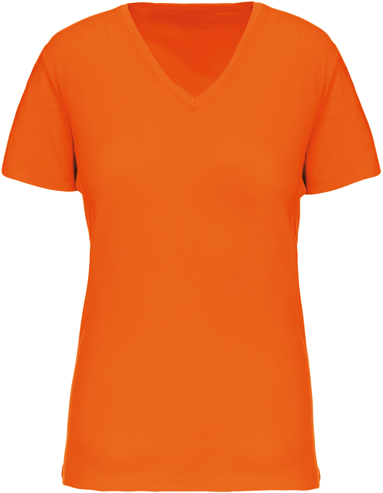 K3029 – Dames biokatoen V hals T-shirt ontwerpen en bedrukken 464183