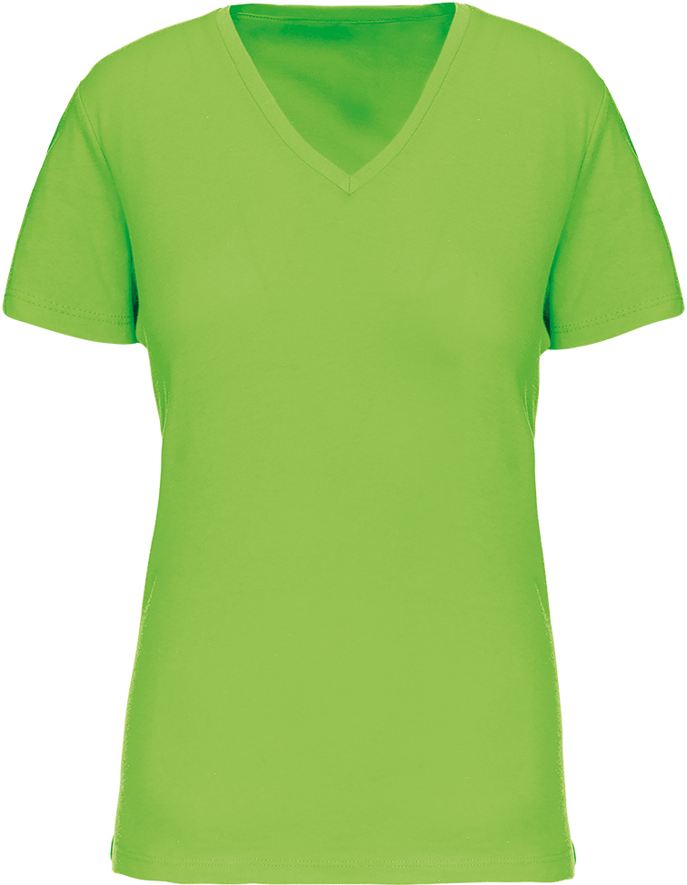 K3029 – Dames biokatoen V hals T-shirt ontwerpen en bedrukken 464196