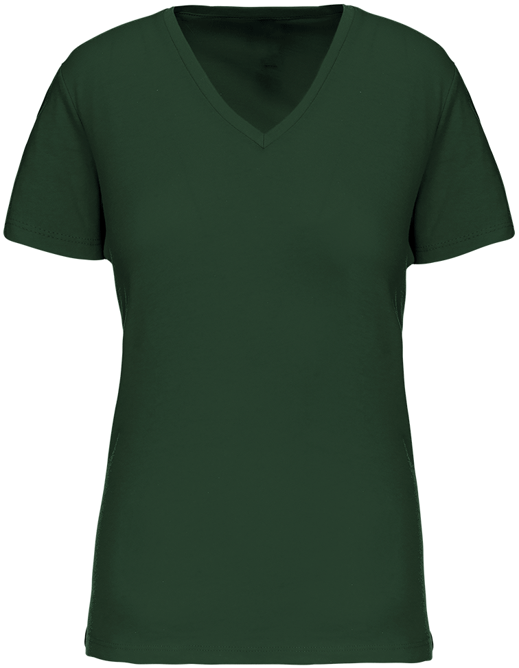 K3029 – Dames biokatoen V hals T-shirt ontwerpen en bedrukken 464208