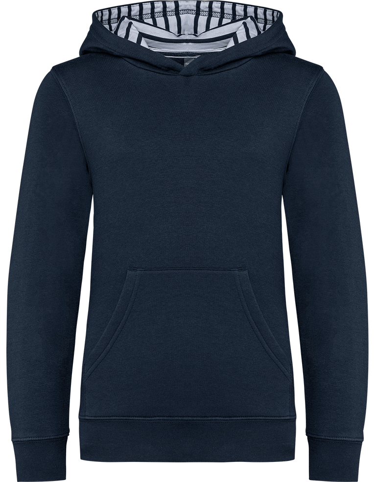 K4014 – Unisex kinderhoodie met contrasterende capuchon met motief 464274