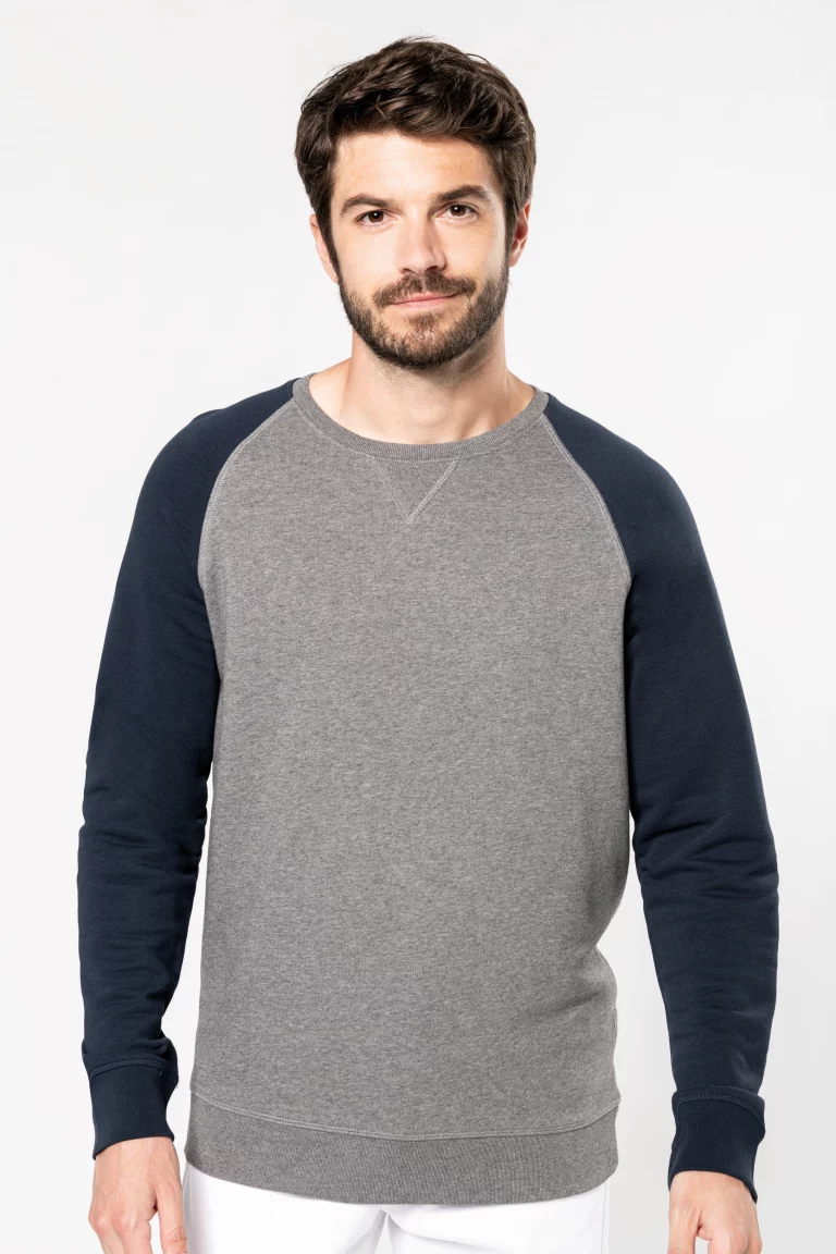 k491 - heren duotone sweater met raglan mouwen -