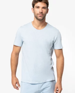 ns318 - heren biokatoen slub t-shirt onafgewerkte randen - goedkoop bedrukt t-shirt