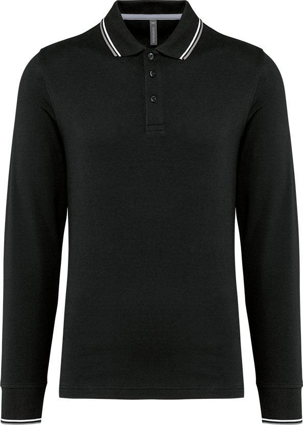 K280 – Herenpolo pique lange mouwen gestreepte kraag 463200