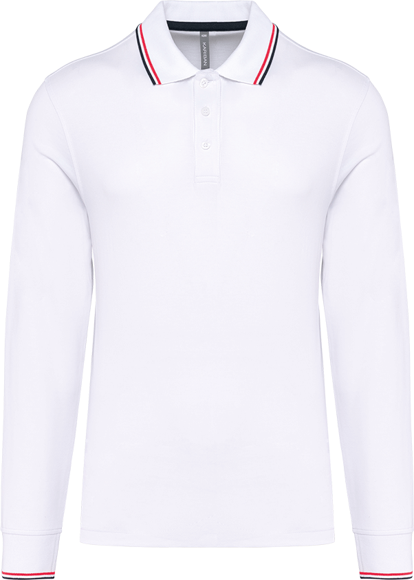 K280 – Herenpolo pique lange mouwen gestreepte kraag 463179