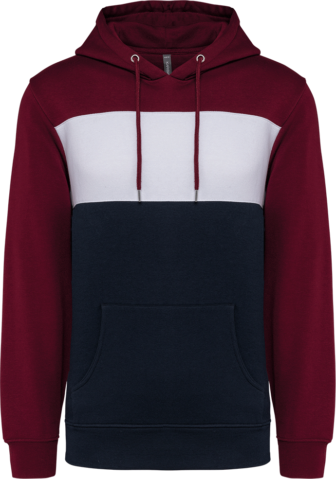 K4016 – Unisex hoodie gestreept driekleurig 464283