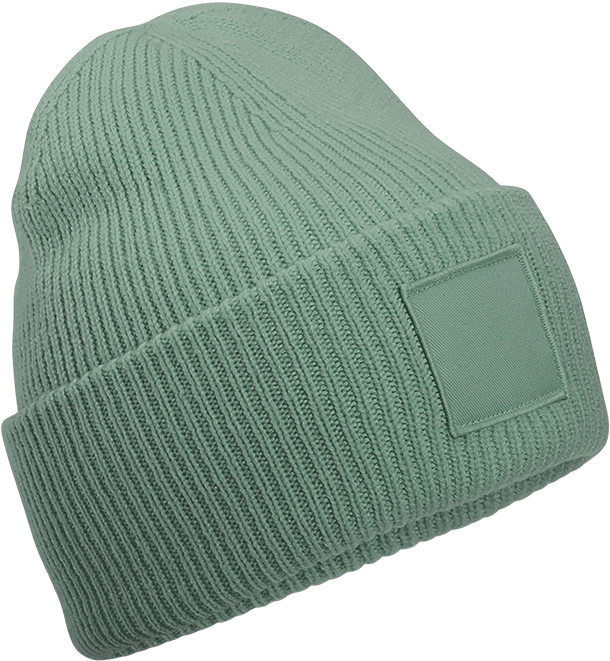 B336R – Geribbelde muts extra dik met vierkante patch 465541