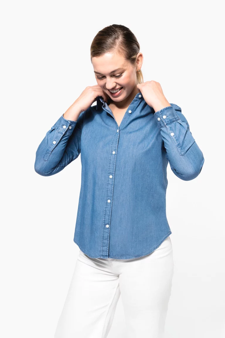 k509 - damesblouse licht denim -