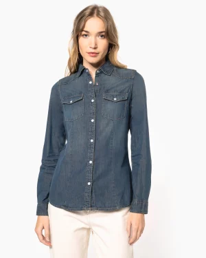 k518 - damesblouse donker denim -