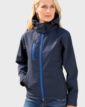 r230f - core dames softshell jas 3-laags met capuchon -