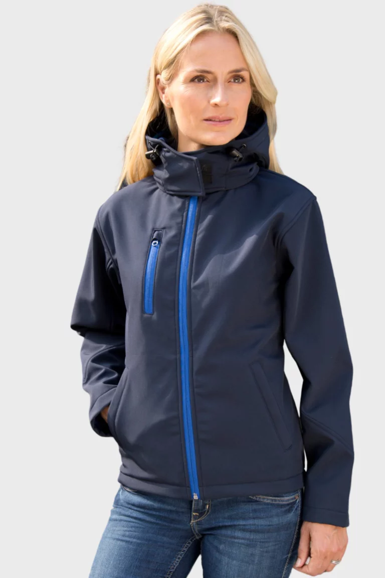 r230f - core dames softshell jas 3-laags met capuchon -