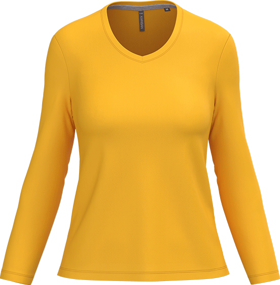 K382 – Basic Dames Longsleeve V-hals Bedrukken 460909