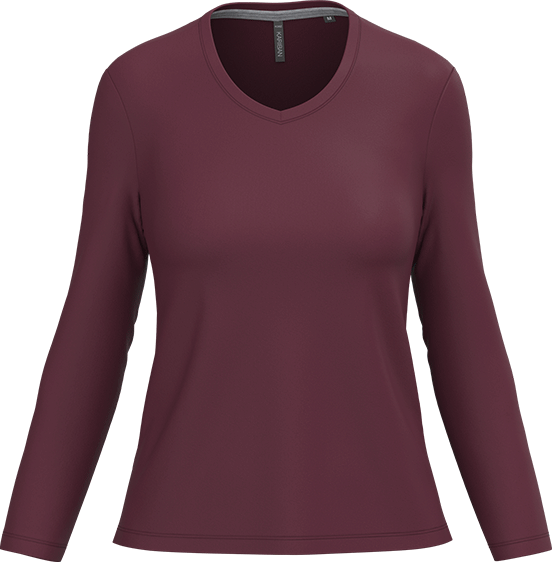 K382 – Basic Dames Longsleeve V-hals Bedrukken 460910