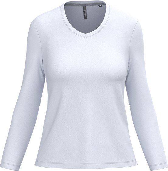 K382 – Basic Dames Longsleeve V-hals Bedrukken 460911