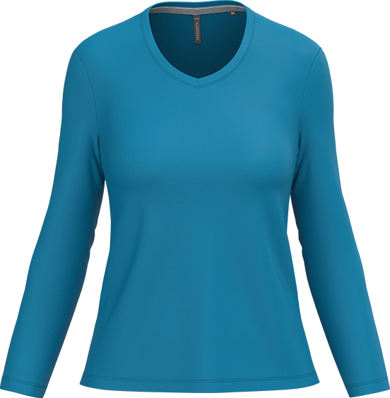 K382 – Basic Dames Longsleeve V-hals Bedrukken 460912