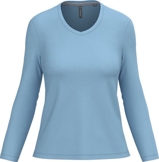 K382 – Basic Dames Longsleeve V-hals Bedrukken 460913