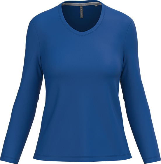 K382 – Basic Dames Longsleeve V-hals Bedrukken 460914