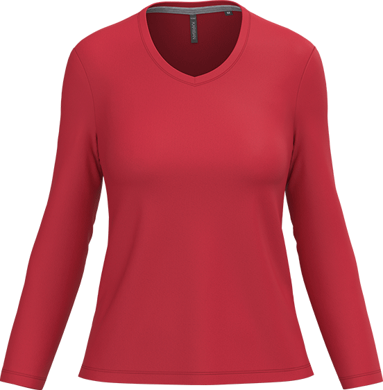 K382 – Basic Dames Longsleeve V-hals Bedrukken 460915