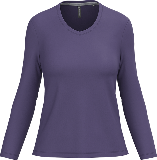 K382 – Basic Dames Longsleeve V-hals Bedrukken 460916