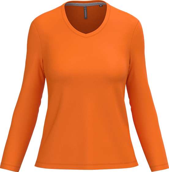 K382 – Basic Dames Longsleeve V-hals Bedrukken 460918