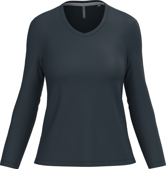 K382 – Basic Dames Longsleeve V-hals Bedrukken 460919