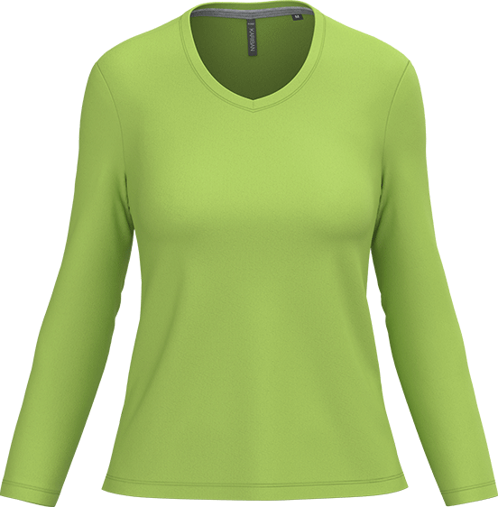 K382 – Basic Dames Longsleeve V-hals Bedrukken 460920