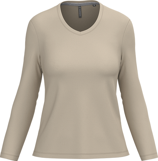 K382 – Basic Dames Longsleeve V-hals Bedrukken 460921