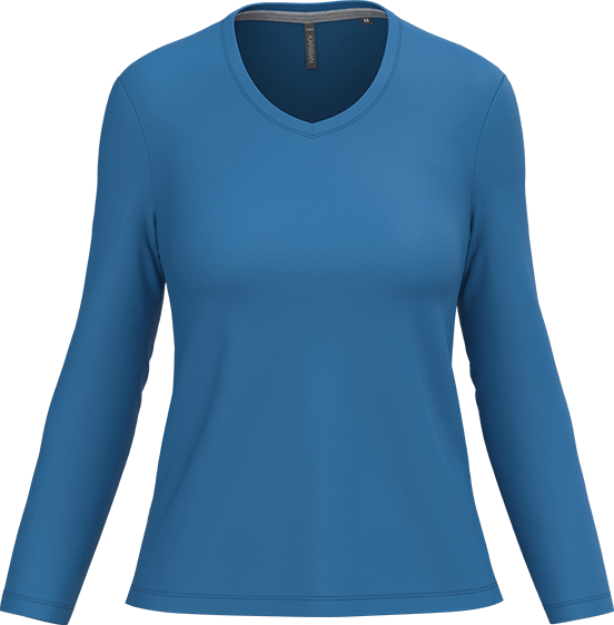 K382 – Basic Dames Longsleeve V-hals Bedrukken 460922
