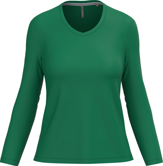 K382 – Basic Dames Longsleeve V-hals Bedrukken 460923
