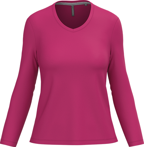K382 – Basic Dames Longsleeve V-hals Bedrukken 460924