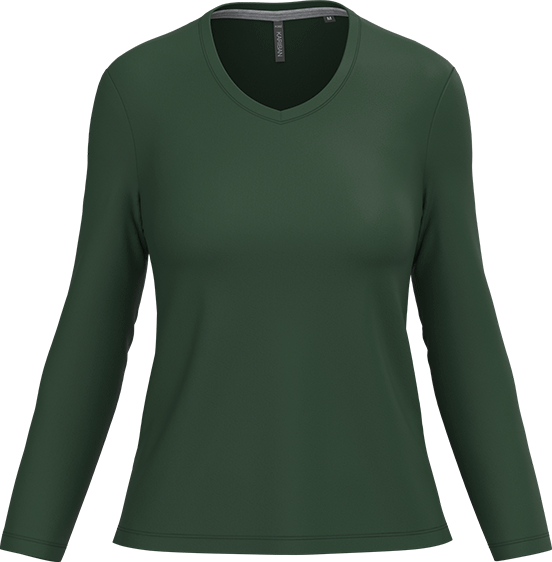 K382 – Basic Dames Longsleeve V-hals Bedrukken 460925