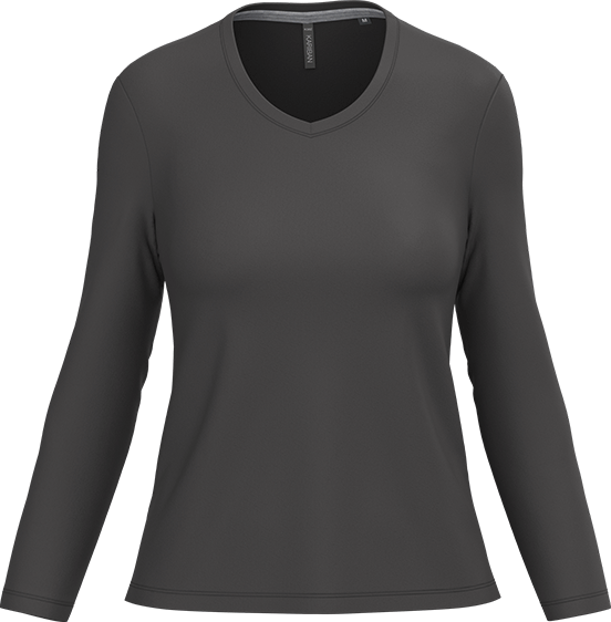 K382 – Basic Dames Longsleeve V-hals Bedrukken 460927