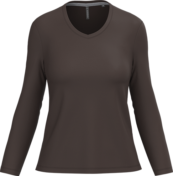 K382 – Basic Dames Longsleeve V-hals Bedrukken 460928