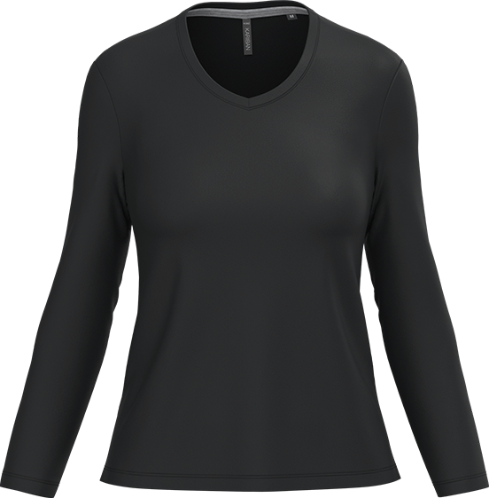 K382 – Basic Dames Longsleeve V-hals Bedrukken 460929