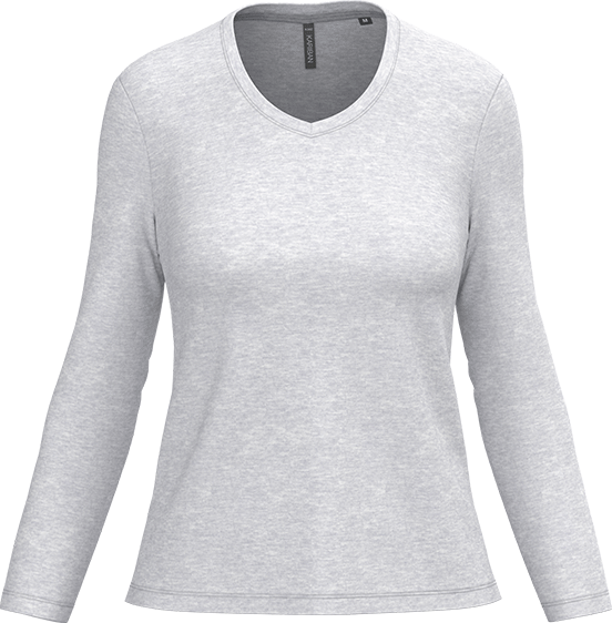 K382 – Basic Dames Longsleeve V-hals Bedrukken 460930